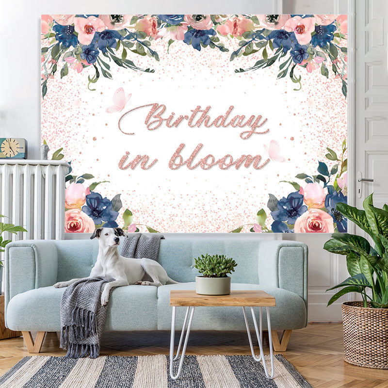 Lofaris Birthday in Bloom Pink Floral Bokeh Biurthday Backdrop