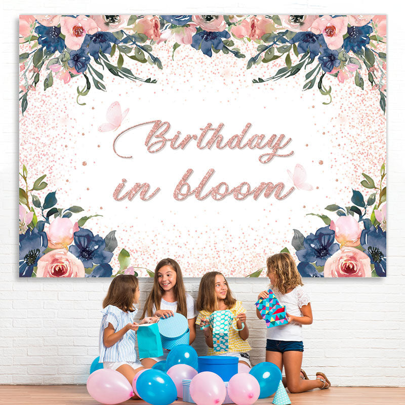 Lofaris Birthday in Bloom Pink Floral Bokeh Biurthday Backdrop