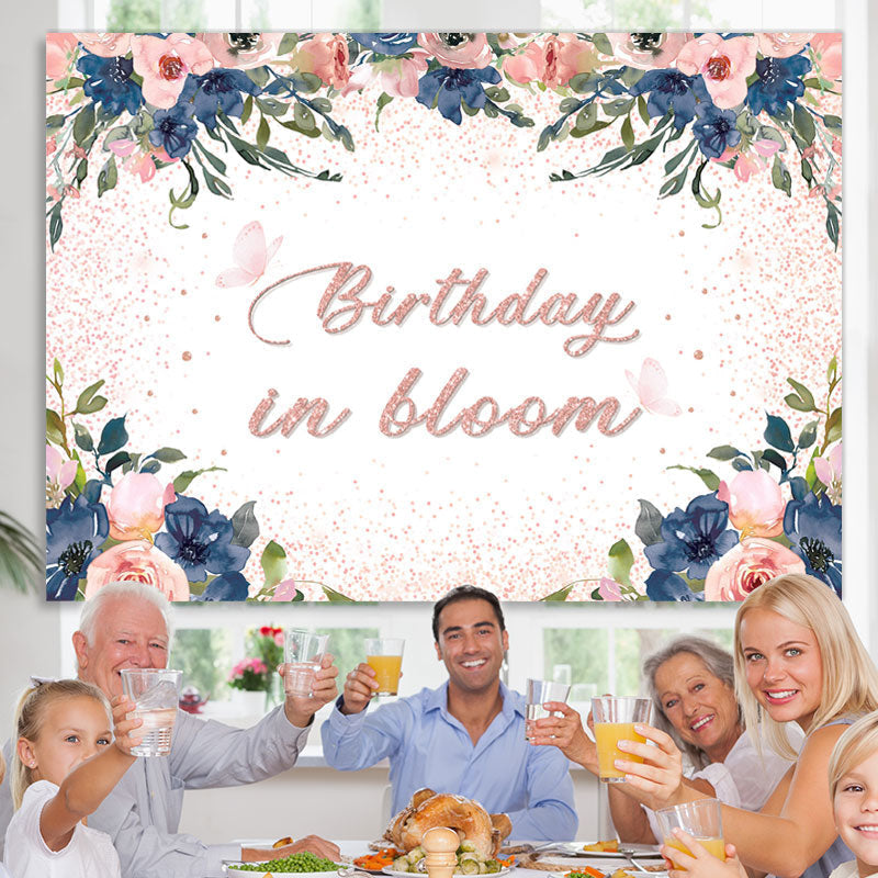 Lofaris Birthday in Bloom Pink Floral Bokeh Biurthday Backdrop