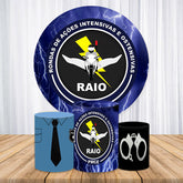 Lofaris Black And Blue Motorcycle Theme Round Backdrop Kit