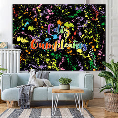 Lofaris Black And Color Graffiti Happy Birthday Backdrop