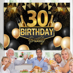 Lofaris Black and Gold Balloon 30Th Birthday Party Backdrop