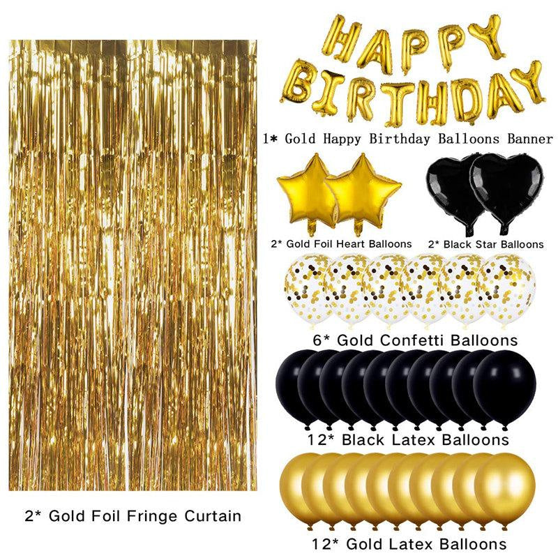 Lofaris Black and Gold Balloons Happy Birthday Party Decorations