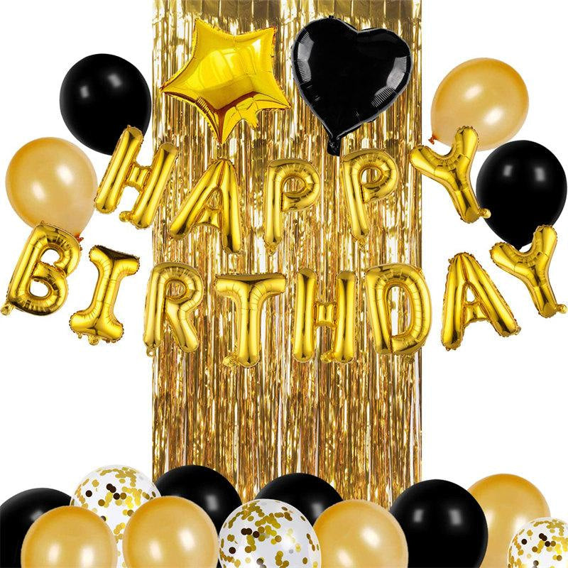 Lofaris Black and Gold Balloons Happy Birthday Party Decorations