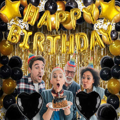 Lofaris Black and Gold Balloons Happy Birthday Party Decorations