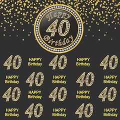 Lofaris Dark and Yellow 40th Happy Birthday Backdrop