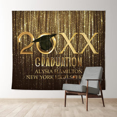 Lofaris Brown And Gold Glitter Class Of 2022 Graduation Backdrop