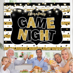 Lofaris Black and Gold Stripes Photo Game Night Party Backdrop
