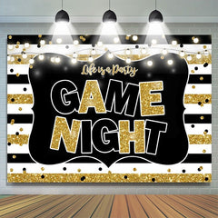Lofaris Black and Gold Stripes Photo Game Night Party Backdrop