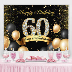 Lofaris Black and Golden Balloon Diamond 60Th Birthday Backdrop