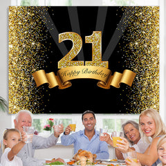 Lofaris Black and Golden Bokeh Happy 21Th Birthday Backdrop