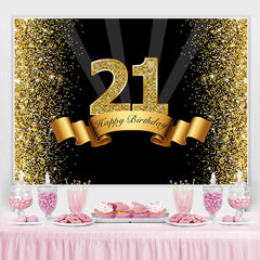 Lofaris Black and Golden Bokeh Happy 21Th Birthday Backdrop