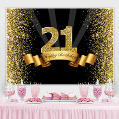 Lofaris Black and Golden Bokeh Happy 21Th Birthday Backdrop