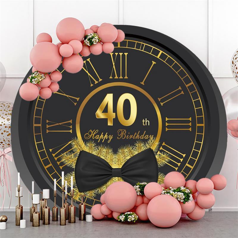 Lofaris Black And Golden Happy 50Th Birthday Circle Backdrop