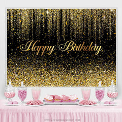Lofaris Black And Golden Many Ribbons Happy Birthday Backdrop