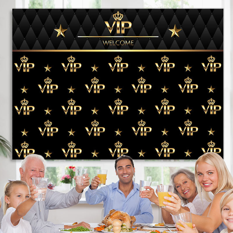 Lofaris Black And Golden Welcome Vip Happy Birthday Backdrop