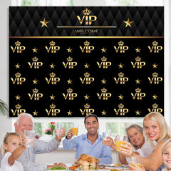 Lofaris Black And Golden Welcome Vip Happy Birthday Backdrop