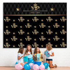Lofaris Black And Golden Welcome Vip Happy Birthday Backdrop