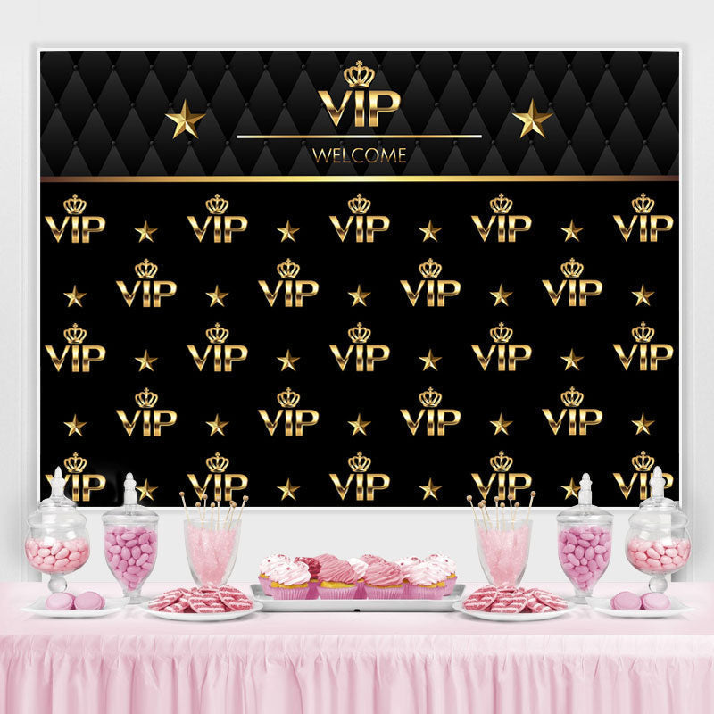 Lofaris Black And Golden Welcome Vip Happy Birthday Backdrop