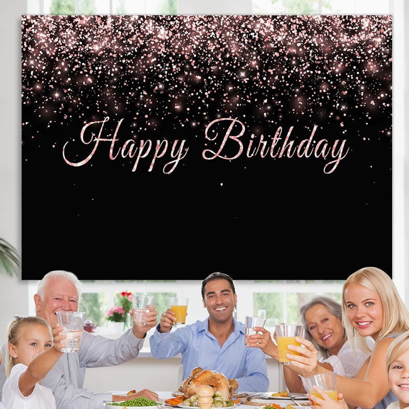 Lofaris Black and Rose Gold Birthday Backdrops for Photo