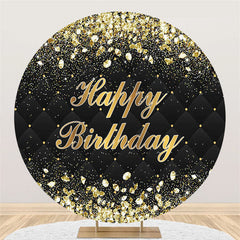 Lofaris Black And Rose Golden Round Happy Birthday Backdrop