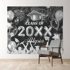 Lofaris Black And Silver Glitter Graduation Backdrop