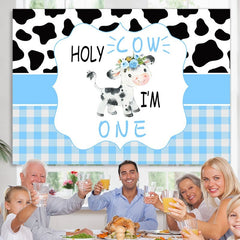 Lofaris Black And White Cow 1st Happy Birthday Party Backdrop