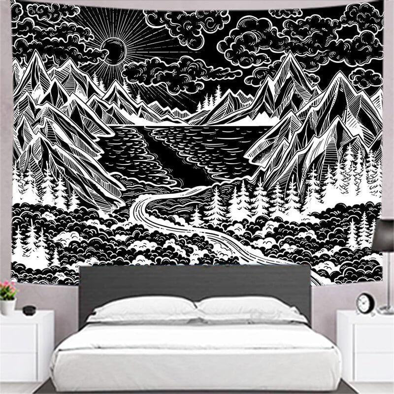 Lofaris Black And White Forest Room Decoration Wall Tapestry