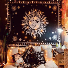 Lofaris Black And White Galaxy Abstract Classic Wall Tapestry