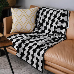 Lofaris Black And White Grid Soft Throw Blanket For Bed Sofa