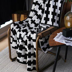 Lofaris Black And White Grid Soft Throw Blanket For Bed Sofa