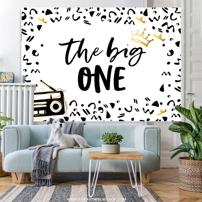Lofaris Black And White Pattern The Big One Birthday Backdrop
