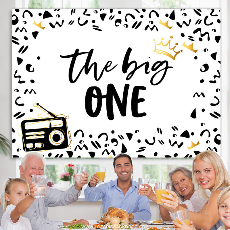 Lofaris Black And White Pattern The Big One Birthday Backdrop
