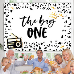 Lofaris Black And White Pattern The Big One Birthday Backdrop