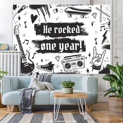 Lofaris Black And White Pop Music Happy 1Th Birthday Backdrop