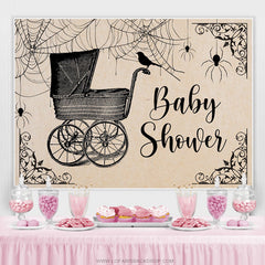 Lofaris Black Baby Cart And Spider Halloween Shower Backdrop
