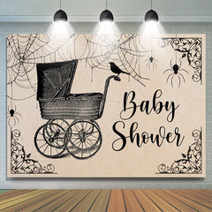 Lofaris Black Baby Cart And Spider Halloween Shower Backdrop