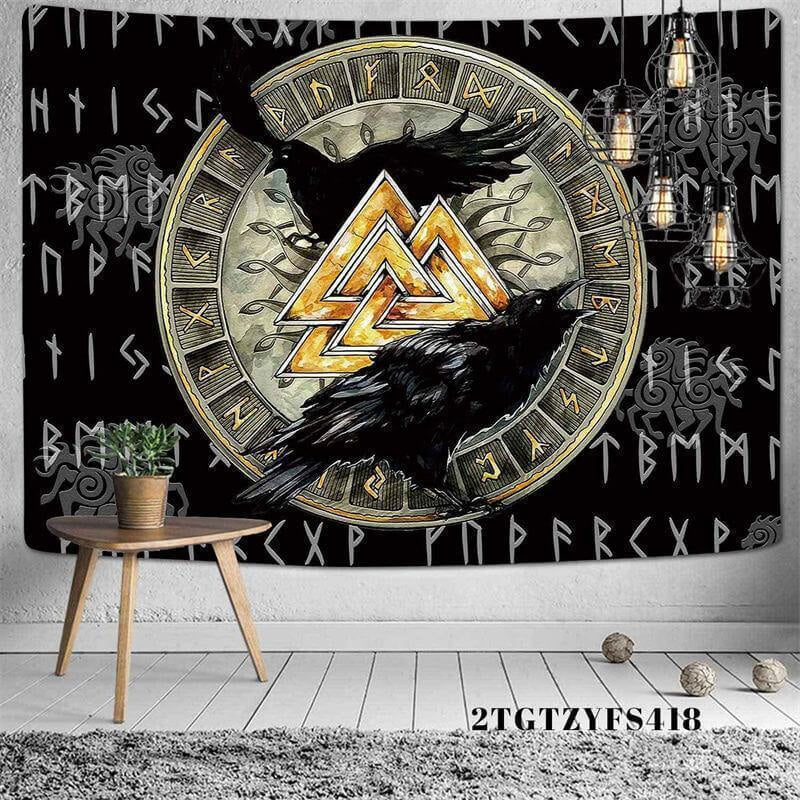 Lofaris Black Bird 3D Printed Abstract Animal Wall Tapestry