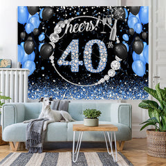 Lofaris Black Blue Glitter Cheers To 40Th Birthday Backdrop