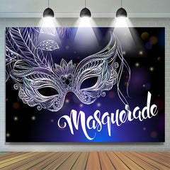 Lofaris Black Bule Masquerade Happy Holiday Dance Backdrop