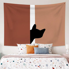 Lofaris Black Cartoon Animal Still Life Family Wall Tapestry