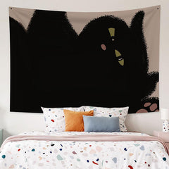 Lofaris Black Cat 3D Printed Animal Funny Family Wall Tapestry