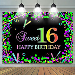 Lofaris Black Color Sweet 16 Happy Birthday Backdrop For Party