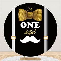 Lofaris Black Gold Mr Onderful Beard Circle Birthday Backdrop
