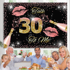 Lofaris Black Golden And Pink Talk 30 To Me Birthday Backdrop