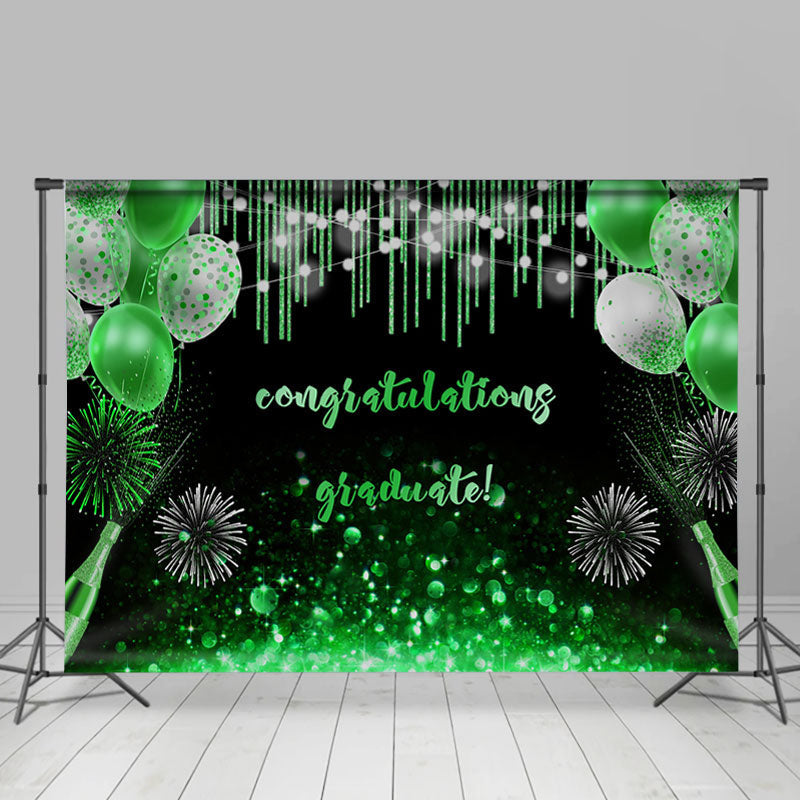 Lofaris Black Green Bokeh Ballons Congratulation Grad Backdorp
