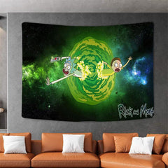 Lofaris Black Green Funny Anime Galaxy Still Life Wall Tapestry