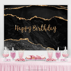 Lofaris Black Grey With Glitter Rose Golden Birthday Backdrop