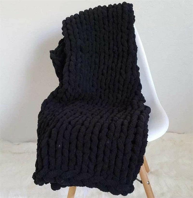 Lofaris Black Handmade Queen Size Warm Soft Chunky Knit Blanket