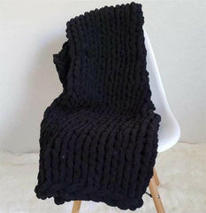 Lofaris Black Handmade Queen Size Warm Soft Chunky Knit Blanket